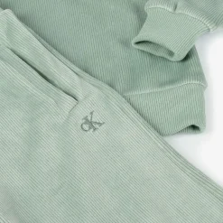 Calvin Klein Outfit Sets*Girls Green Velour Trouser Set