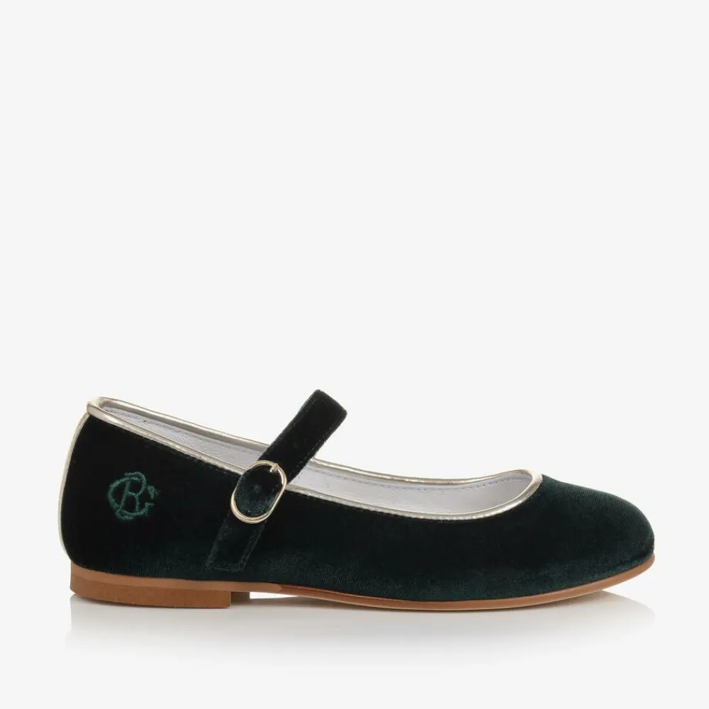 Beatrice amp; George Traditional Shoes|Pumps & Ballerinas*Girls Green Velvet Mary Jane Pumps