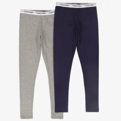 Calvin Klein Leggings*Girls Grey & Blue Cotton Leggings (2 Pack)