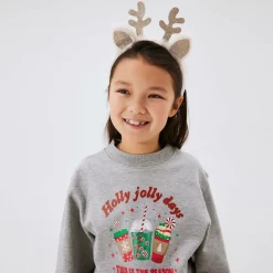 NAME IT Tops*Girls Grey Cotton Festive Sweatshirt