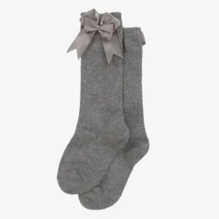 Carlomagno Socks*Girls Grey Cotton Knee Length Socks