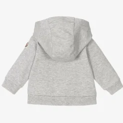 Moncler Enfant Tops*Girls Grey Cotton Zip-Up Logo Top