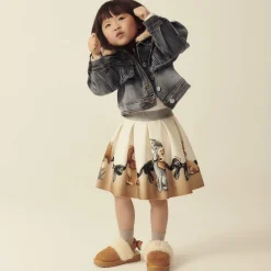 Monnalisa Coats & Jackets*Girls Grey Denim Disney Jacket