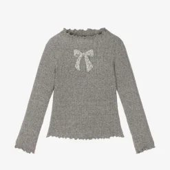 NAME IT Tops*Girls Grey Diamanté Bow Top