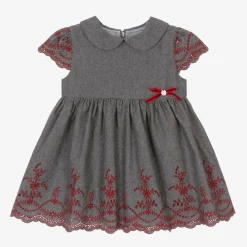 Patachou Dresses*Girls Grey Embroidered Dress