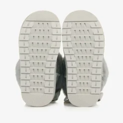 Monnalisa Boots|Boots*Girls Grey Faux Suede & Fur Trim Boots