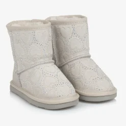 Lelli Kelly Boots|Boots*Girls Grey Heart & Diamanté Suede Boots