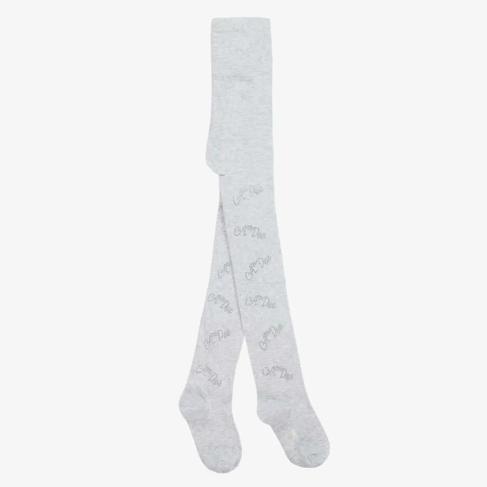 A Dee Tights*Girls Grey Knit Diamanté Tights