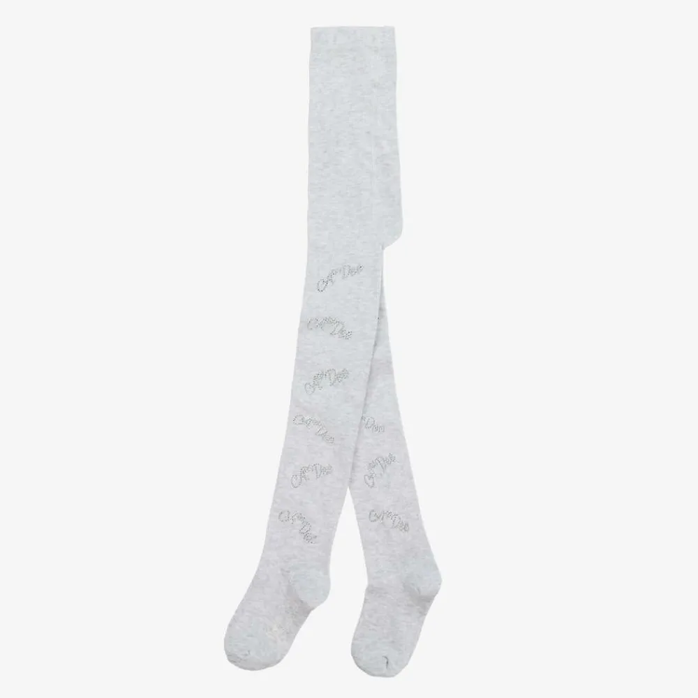 A Dee Tights*Girls Grey Knit Diamanté Tights
