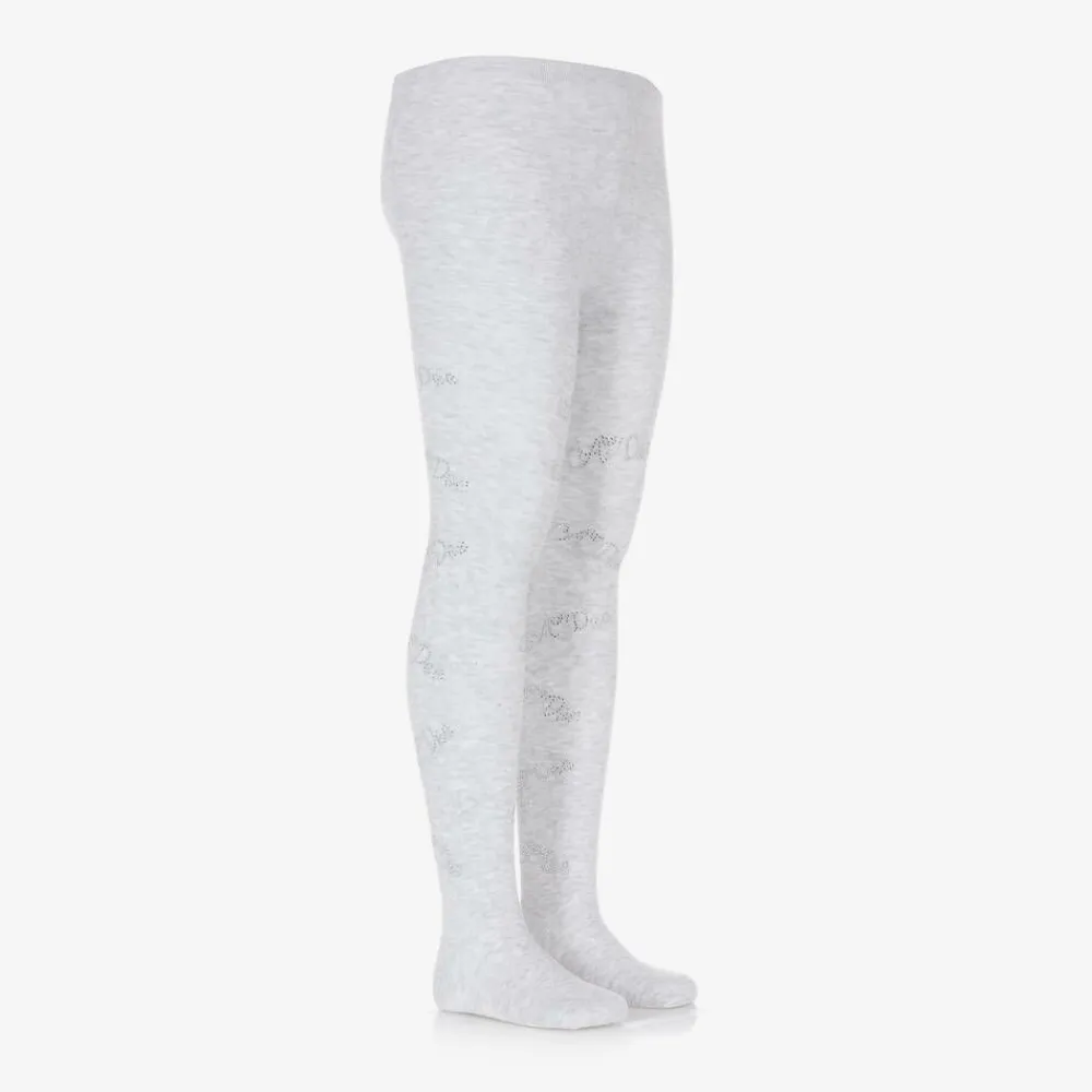 A Dee Tights*Girls Grey Knit Diamanté Tights