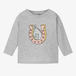 Stella McCartney Kids Tops*Girls Grey Marl Organic Cotton Horse Top