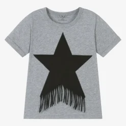 Stella McCartney Kids Tops*Girls Grey Organic Cotton Star T-Shirt