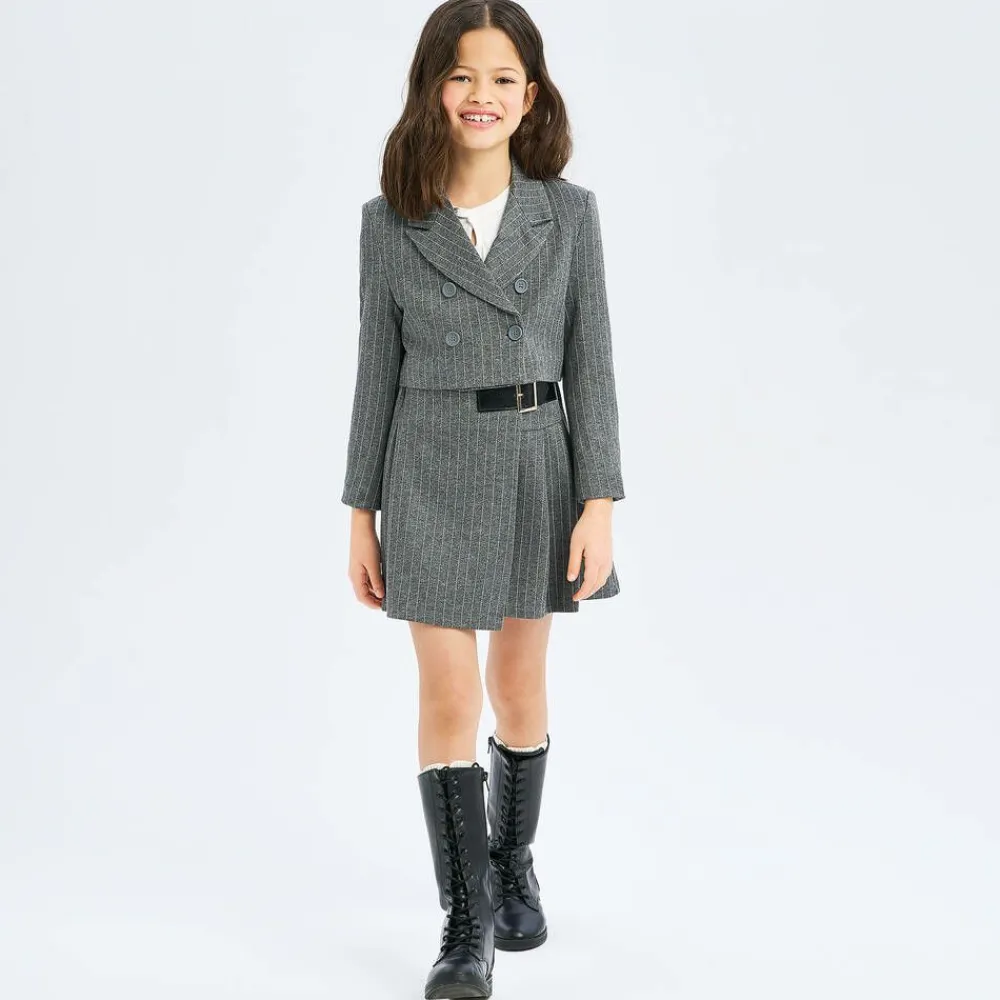 iDO Junior Skirts*Girls Grey Pinstripe Skort