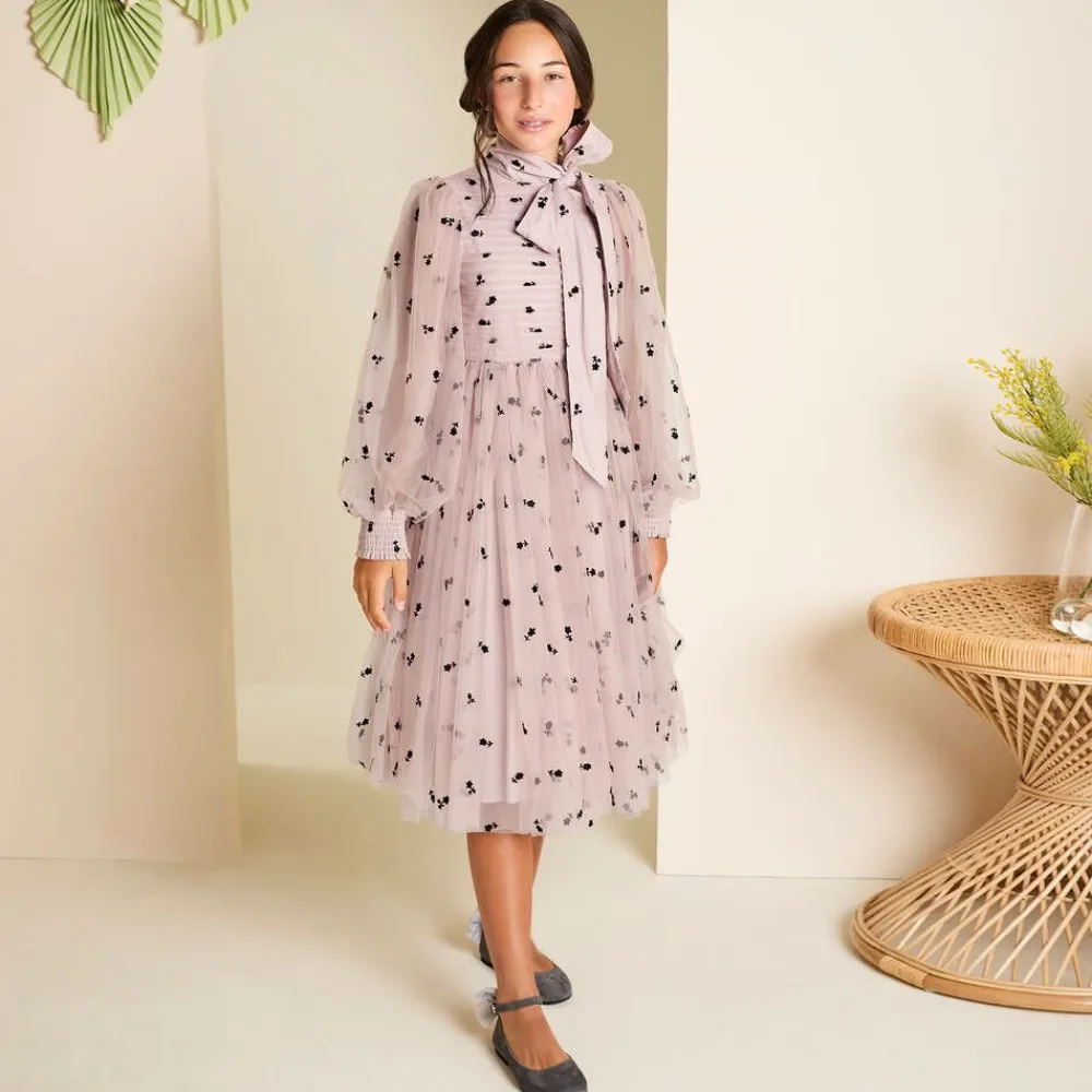 Monnalisa Pumps & Ballerinas|Pumps & Ballerinas*Girls Grey Suede Leather Bow Shoes