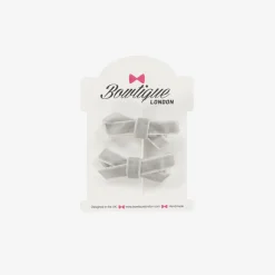 Bowtique London Hair Accessories*Girls Grey Velvet Bow Hair Clips (2 Pack)