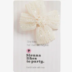 Sienna Likes To Party Hair Accessories*Girls Handmade Ivory Bead Hairclip (6.5cm)