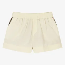 Burberry Shorts*Girls Ivory & Beige Checked Shorts