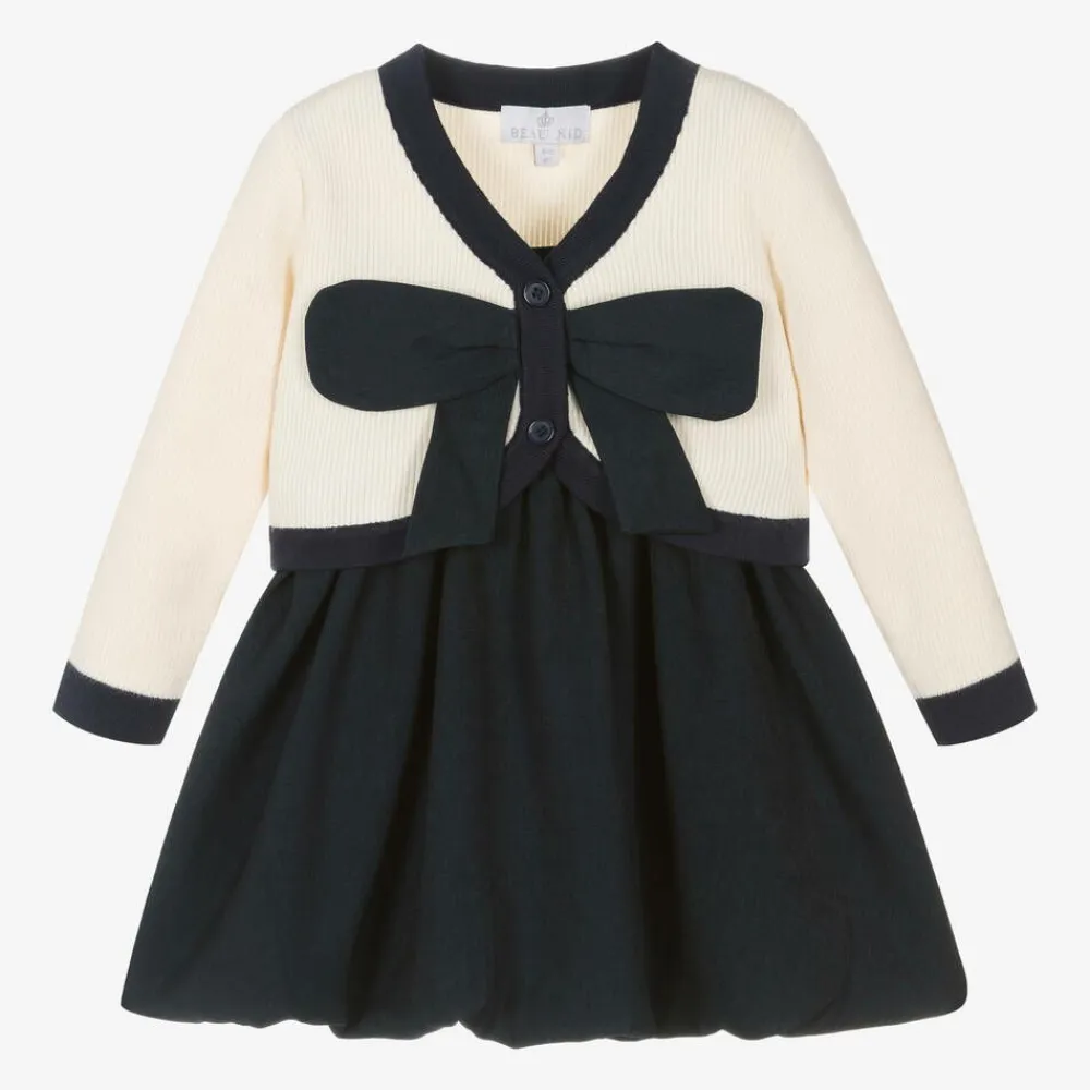 Beau KiD Dresses*Girls Ivory & Blue Dress Set