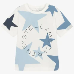 Stella McCartney Kids Tops*Girls Ivory & Blue Star Cotton T-Shirt