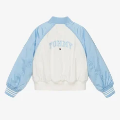 Tommy Hilfiger Coats & Jackets*Girls Ivory & Blue Varsity Bomber Jacket