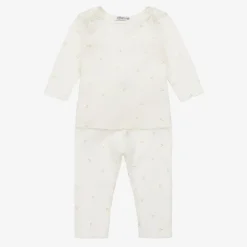 Bonpoint Outfit Sets|Outfit Sets*Girls Ivory & Gold Cotton Leggings Set