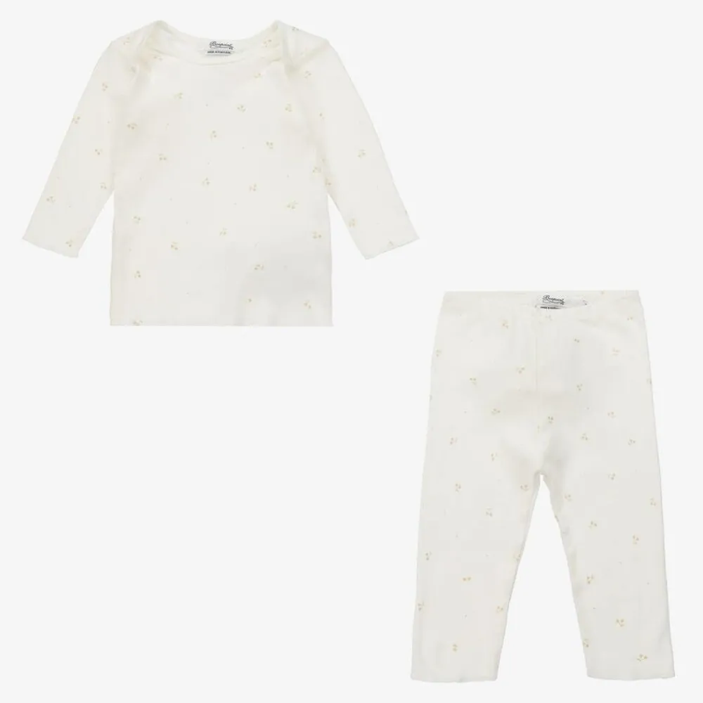 Bonpoint Outfit Sets|Outfit Sets*Girls Ivory & Gold Cotton Leggings Set