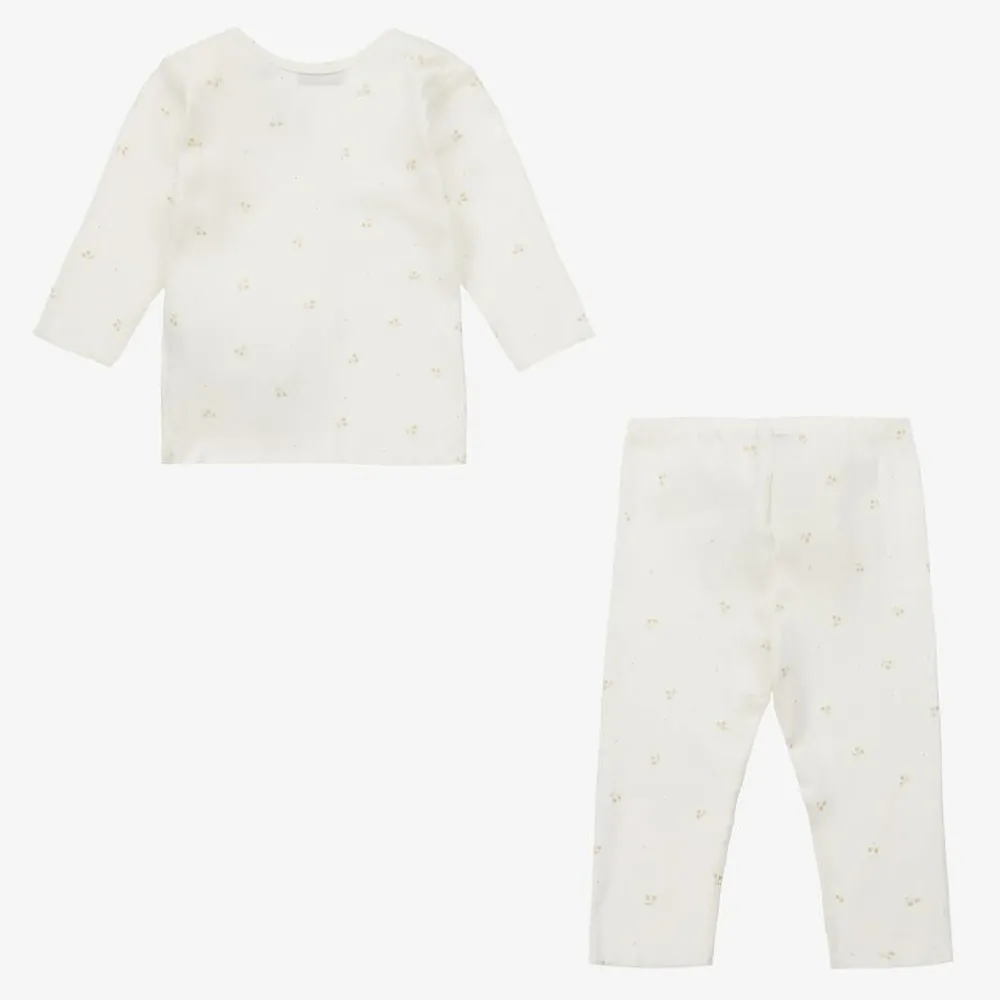 Bonpoint Outfit Sets|Outfit Sets*Girls Ivory & Gold Cotton Leggings Set