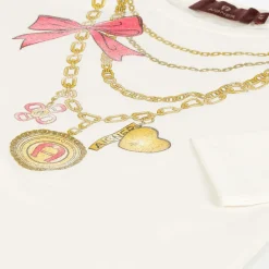 AIGNER Tops*Girls Ivory & Gold Necklace Cotton Top
