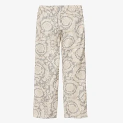 Versace Trousers*Girls Ivory & Grey Silk Barocco Trousers