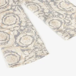 Versace Trousers*Girls Ivory & Grey Silk Barocco Trousers