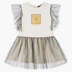 AIGNER Dresses*Girls Ivory & Metallic Ruffle Dress