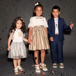 AIGNER Dresses*Girls Ivory & Metallic Ruffle Dress