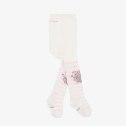 Monnalisa Tights*Girls Ivory & Pink Cotton Disney Tights