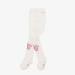 Monnalisa Tights*Girls Ivory & Pink Cotton Disney Tights