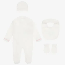 Beau KiD Babysuits*Girls Ivory & Pink Cotton Babysuit Set