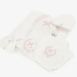 Beau KiD Babysuits*Girls Ivory & Pink Cotton Babysuit Set
