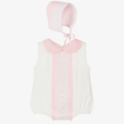 Beau KiD Gifts|Babysuits*Girls Ivory & Pink Cotton Babysuit Set