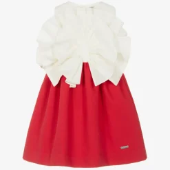 Jessie and James London Dresses*Girls Ivory & Red Cotton Dress