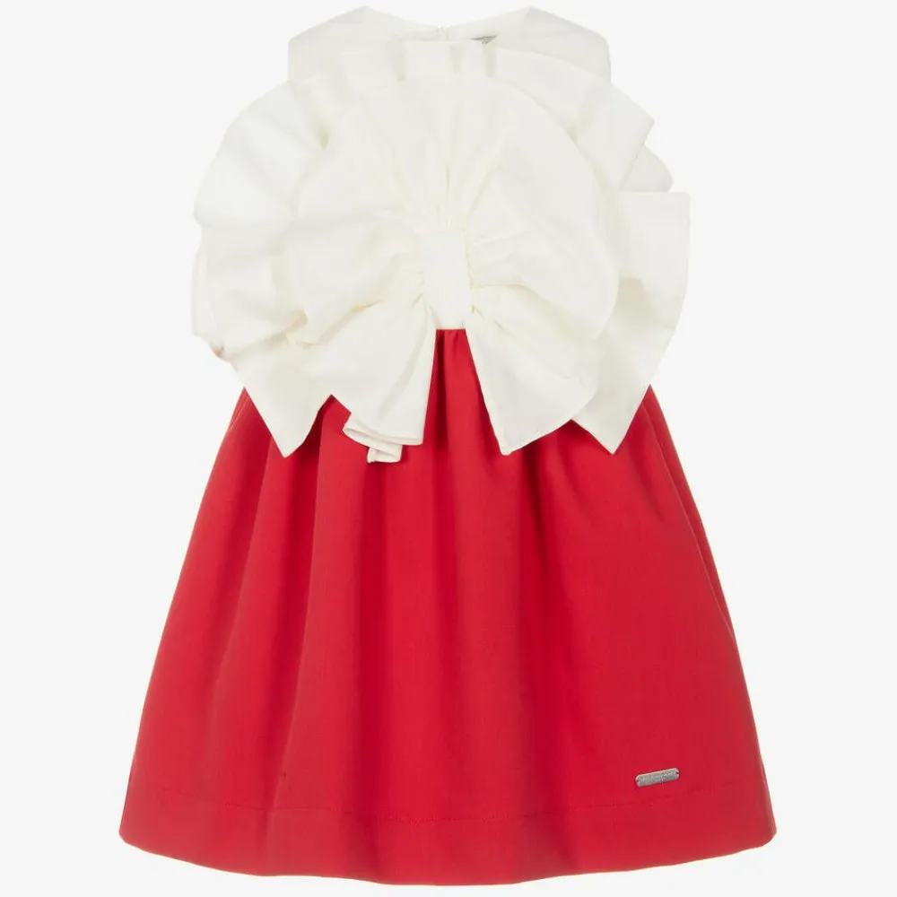 Jessie and James London Dresses*Girls Ivory & Red Cotton Dress