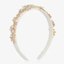 David Charles Hair Accessories*Girls Ivory & Diamanté Butterfly Hairband