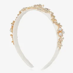 David Charles Hair Accessories*Girls Ivory & Diamanté Butterfly Hairband