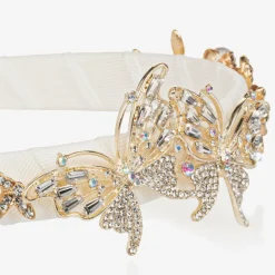 David Charles Hair Accessories*Girls Ivory & Diamanté Butterfly Hairband