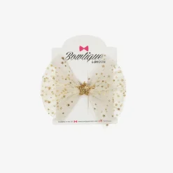 Bowtique London Hair Accessories*Girls Ivory & Gold Hair Clip (10cm)