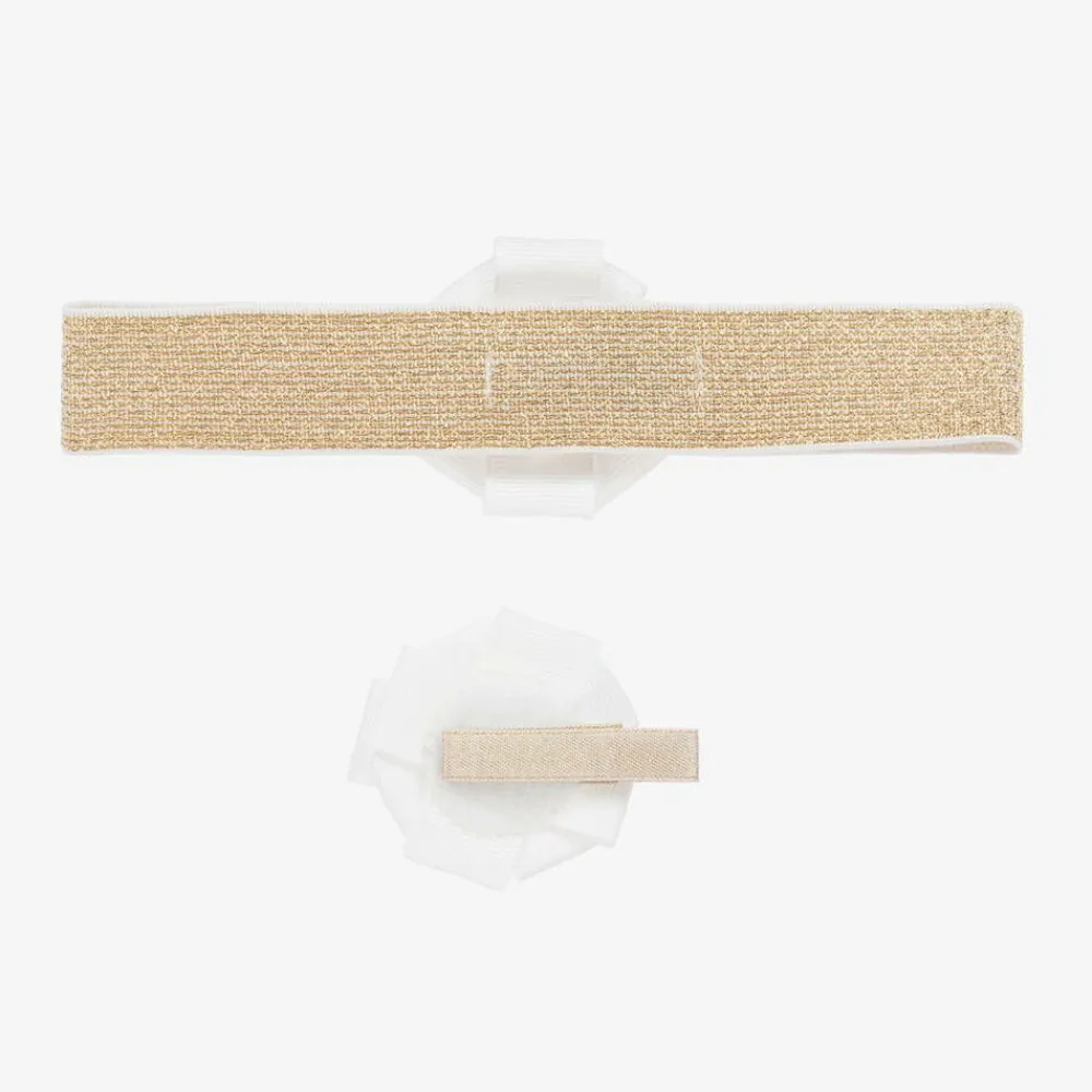 Abel amp; Lula Hair Accessories*Girls Ivory & Gold Headband & Hair Clip