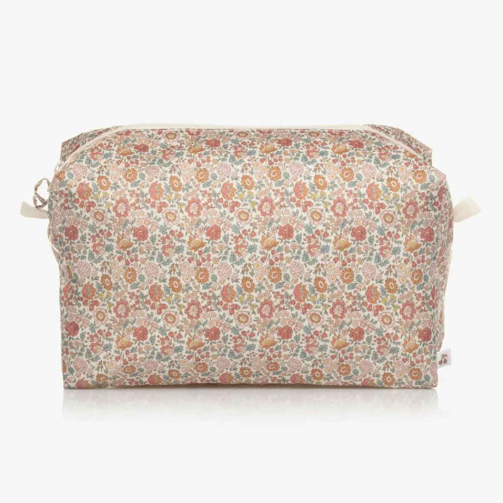 Bonpoint Bags*Girls Ivory & Pink Floral Wash Bag (23cm)