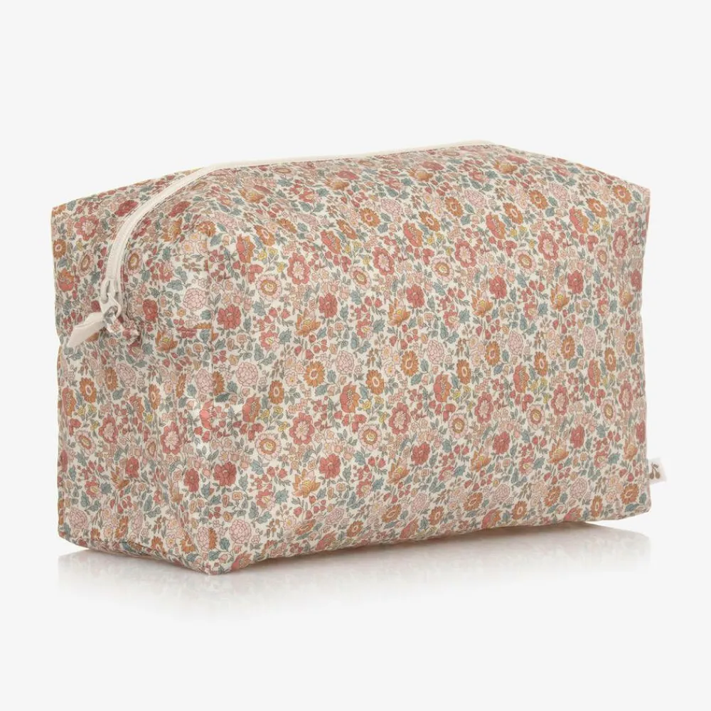 Bonpoint Bags*Girls Ivory & Pink Floral Wash Bag (23cm)