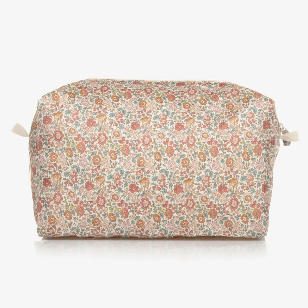 Bonpoint Bags*Girls Ivory & Pink Floral Wash Bag (23cm)