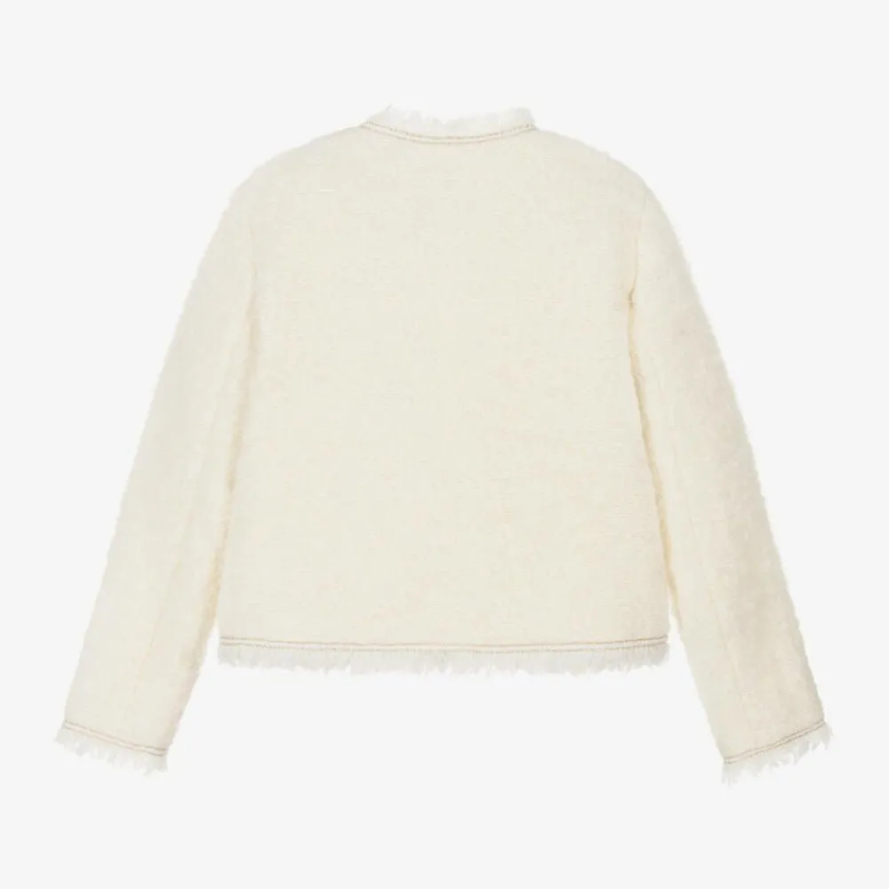 Bonpoint Coats & Jackets*Girls Ivory Bouclé Tweed Jacket