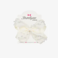 Bowtique London Hair Accessories*Girls Ivory Bow Hair Clip (11cm)