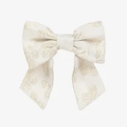 Patachou Hair Accessories*Girls Ivory Butterfly Print Bow Hair Clip (14cm)